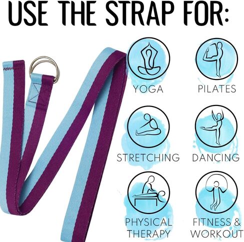 [NEW 2024] TECEUM Yoga & Mat Strap – 2 IN 1 – Cotton – 6 ft 8 ft 10 ft (15+ colors) – Adjustable Non-Slip Belt for Yoga, Pilates, Stretching, Physiotherapy, Fitness & Home Workout – For Carrying Mats in Saudi Arabia