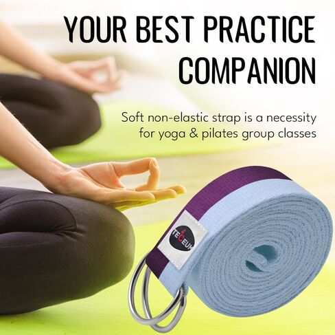 [NEW 2024] TECEUM Yoga & Mat Strap – 2 IN 1 – Cotton – 6 ft 8 ft 10 ft (15+ colors) – Adjustable Non-Slip Belt for Yoga, Pilates, Stretching, Physiotherapy, Fitness & Home Workout – For Carrying Mats in Saudi Arabia