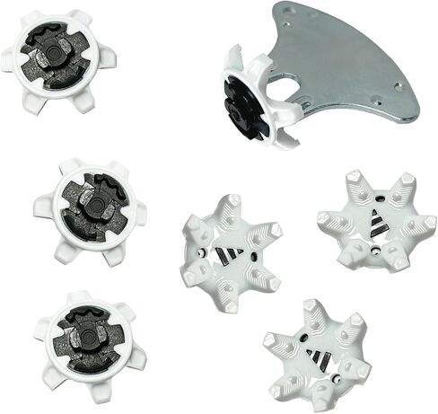 مسامير أحذية الجولف، 28 قطعة بديلة لأظافر الجولف مع قطعة واحدة من مفاتيح ربط أحذية الجولف سهلة التركيب من الجيل الثاني (أبيض رمادي) LONGKUN in Kuwait