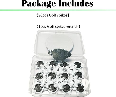 مسامير أحذية الجولف، 28 قطعة بديلة لأظافر الجولف مع قطعة واحدة من مفاتيح ربط أحذية الجولف سهلة التركيب من الجيل الثاني (أبيض رمادي) LONGKUN in Kuwait