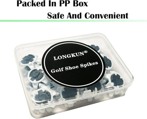 مسامير أحذية الجولف، 28 قطعة بديلة لأظافر الجولف مع قطعة واحدة من مفاتيح ربط أحذية الجولف سهلة التركيب من الجيل الثاني (أبيض رمادي) LONGKUN in Kuwait