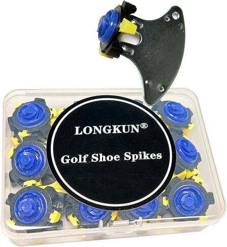 مسامير جولف، 28 قطعة من مسامير أحذية الجولف مع قطعة واحدة من مفتاح ربط مرابط الجولف سهلة التركيب، استبدال مسامير جولف لأحذية الجولف ثلاثية Fast Lok (أزرق/أصفر/أسود) LONGKUN in Kuwait