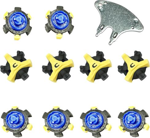 مسامير جولف، 28 قطعة من مسامير أحذية الجولف مع قطعة واحدة من مفتاح ربط مرابط الجولف سهلة التركيب، استبدال مسامير جولف لأحذية الجولف ثلاثية Fast Lok (أزرق/أصفر/أسود) LONGKUN in Kuwait