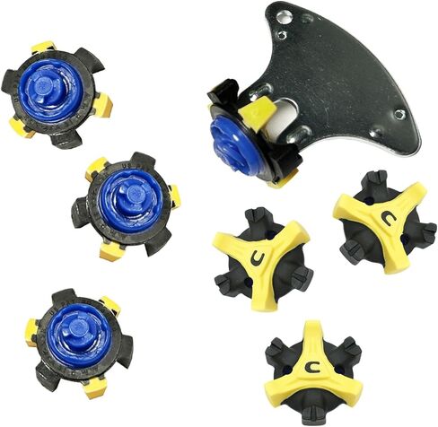 مسامير جولف، 28 قطعة من مسامير أحذية الجولف مع قطعة واحدة من مفتاح ربط مرابط الجولف سهلة التركيب، استبدال مسامير جولف لأحذية الجولف ثلاثية Fast Lok (أزرق/أصفر/أسود) LONGKUN in Kuwait