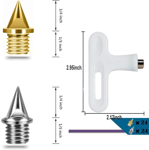 Track Spikes are Made of Steel and 1/4 Inch Pyramid Shaped, is a Replacement Worn Spikes for Sprint, Cross Country and Most Running Shoes, Instantly Restores Grip to Running Shoes. in Kuwait