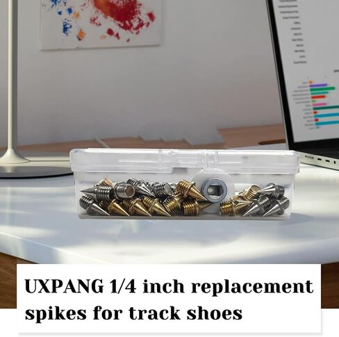 Track Spikes are Made of Steel and 1/4 Inch Pyramid Shaped, is a Replacement Worn Spikes for Sprint, Cross Country and Most Running Shoes, Instantly Restores Grip to Running Shoes. in Kuwait