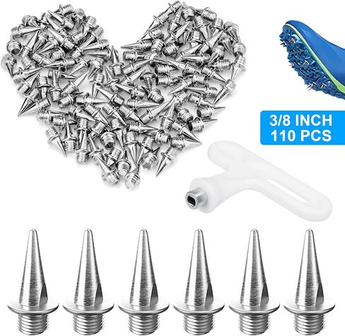 110 قطعة من مسامير Syocsek عبر الريف مع مفتاح ربط، مسامير مسار فضية مقاس 3/8 بوصة، سهلة التركيب وإزالة المسامير البديلة للركض، والقفز الطويل، والجري، وأحذية الرمح in Kuwait