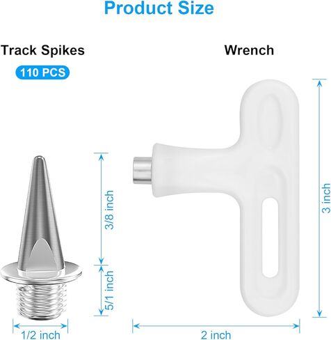 110 قطعة من مسامير Syocsek عبر الريف مع مفتاح ربط، مسامير مسار فضية مقاس 3/8 بوصة، سهلة التركيب وإزالة المسامير البديلة للركض، والقفز الطويل، والجري، وأحذية الرمح in Kuwait