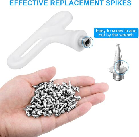 110 قطعة من مسامير Syocsek عبر الريف مع مفتاح ربط، مسامير مسار فضية مقاس 3/8 بوصة، سهلة التركيب وإزالة المسامير البديلة للركض، والقفز الطويل، والجري، وأحذية الرمح in Kuwait
