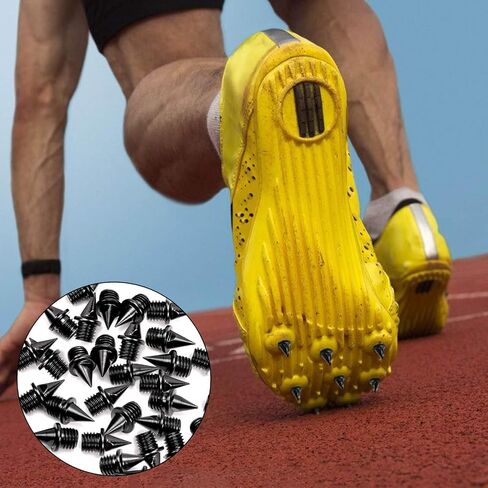 Carbon Steel Track Spikes, 50 Pcs 1/4 Inch Track Spikes for Track Shoes, 0.45 Grams Lightweight Replacement Spikes with Spike Wrench for Track and Field Sprinting or Cross Country in Saudi Arabia