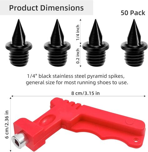 Carbon Steel Track Spikes, 50 Pcs 1/4 Inch Track Spikes for Track Shoes, 0.45 Grams Lightweight Replacement Spikes with Spike Wrench for Track and Field Sprinting or Cross Country in Saudi Arabia