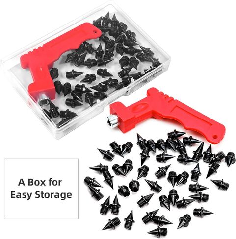 Carbon Steel Track Spikes, 50 Pcs 1/4 Inch Track Spikes for Track Shoes, 0.45 Grams Lightweight Replacement Spikes with Spike Wrench for Track and Field Sprinting or Cross Country in Saudi Arabia
