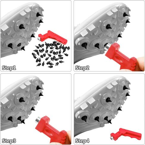 Carbon Steel Track Spikes, 50 Pcs 1/4 Inch Track Spikes for Track Shoes, 0.45 Grams Lightweight Replacement Spikes with Spike Wrench for Track and Field Sprinting or Cross Country in Saudi Arabia