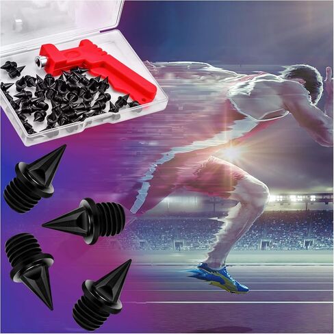 Carbon Steel Track Spikes, 50 Pcs 1/4 Inch Track Spikes for Track Shoes, 0.45 Grams Lightweight Replacement Spikes with Spike Wrench for Track and Field Sprinting or Cross Country in Saudi Arabia