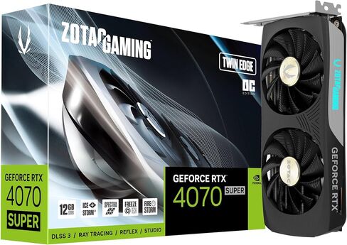 ZOTAC Gaming GeForce RTX 4070 Super Twin Edge OC DLSS 3 12GB GDDR6X 192-bit 21 Gbps PCIE 4.0 بطاقة رسومات مدمجة للألعاب، IceStorm 2.0 تبريد متقدم، إضاءة Spectra RGB، ZT-D40720H-10M in Saudi Arabia