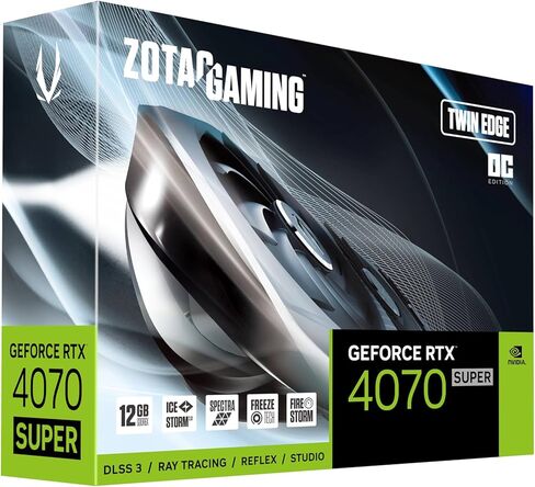 ZOTAC Gaming GeForce RTX 4070 Super Twin Edge OC DLSS 3 12GB GDDR6X 192-bit 21 Gbps PCIE 4.0 بطاقة رسومات مدمجة للألعاب، IceStorm 2.0 تبريد متقدم، إضاءة Spectra RGB، ZT-D40720H-10M in Saudi Arabia