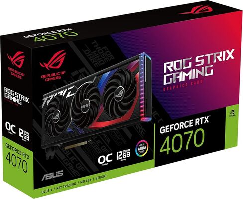 بطاقة رسومات الألعاب ASUS ROG Strix GeForce RTX™ 4070 OC Edition (PCIe 4.0، 12GB GDDR6X، DLSS 3، HDMI 2.1، DisplayPort 1.4a) in Kuwait