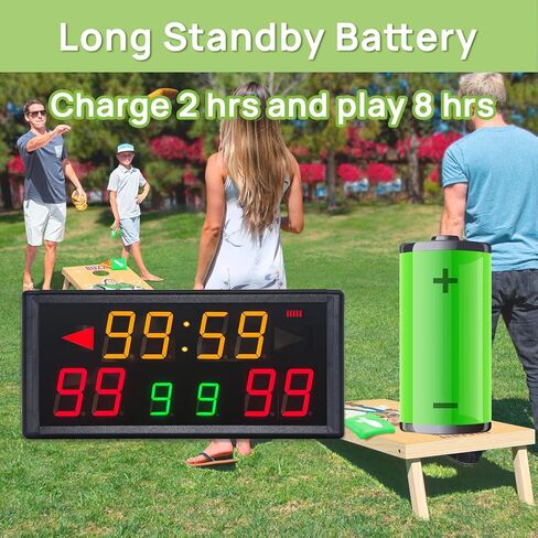 لوحة نتائج رقمية محمولة LED مع ساعة مؤقت، لوحة نتائج إلكترونية تعمل بالبطارية مع جهاز تحكم عن بعد، لوحة نتائج كرة السلة مع ساعة للتسديد، ثقب الذرة/بينج بونج/حارس نقاط البيسبول، داخلي وخارجي in Kuwait