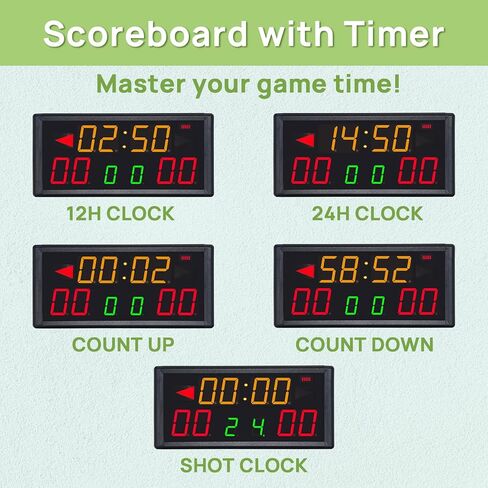 لوحة نتائج رقمية محمولة LED مع ساعة مؤقت، لوحة نتائج إلكترونية تعمل بالبطارية مع جهاز تحكم عن بعد، لوحة نتائج كرة السلة مع ساعة للتسديد، ثقب الذرة/بينج بونج/حارس نقاط البيسبول، داخلي وخارجي in Kuwait