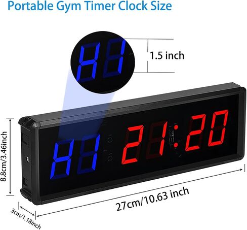 KTZON الصالة الرياضية على مدار الساعة الموقت للمنزل مع جهاز التحكم عن بعد، 1.5 "1.8" المعادن LED الصالة الرياضية الموقت، ساعة توقيت كروسفيت تجريب، مؤقت تاباتا للعد التنازلي in Saudi Arabia