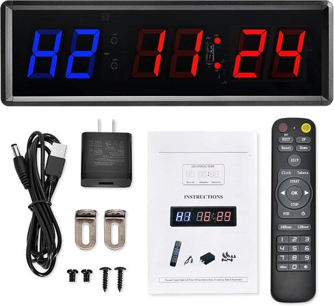 KTZON الصالة الرياضية على مدار الساعة الموقت للمنزل مع جهاز التحكم عن بعد، 1.5 "1.8" المعادن LED الصالة الرياضية الموقت، ساعة توقيت كروسفيت تجريب، مؤقت تاباتا للعد التنازلي in Saudi Arabia