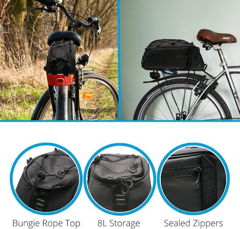 Bike Bags for Bicycles Rear Rack Pannier Bag - Bike Cargo Bag for Commuter and Trekking Bikes - Waterproof Bike Saddle Bag with 8L Large Capacity Storage in Saudi Arabia
