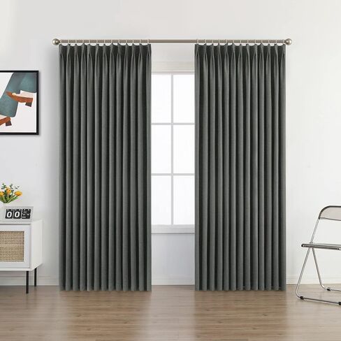 MUMFAS 120 Inch Curtain Extra Long Pinch Pleated Curtain for Traverse Rods Thermal Insulated Room Darkening Drape for Living Room,Patio Door Floor to Ceiling,1 Panel 54" W x 120" L Charcoal Grey in Kuwait