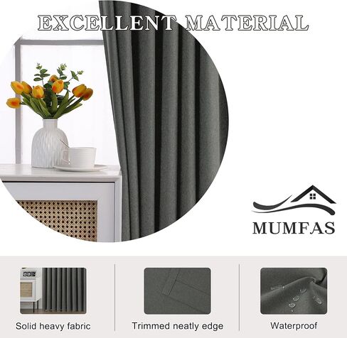 MUMFAS 120 Inch Curtain Extra Long Pinch Pleated Curtain for Traverse Rods Thermal Insulated Room Darkening Drape for Living Room,Patio Door Floor to Ceiling,1 Panel 54" W x 120" L Charcoal Grey in Kuwait