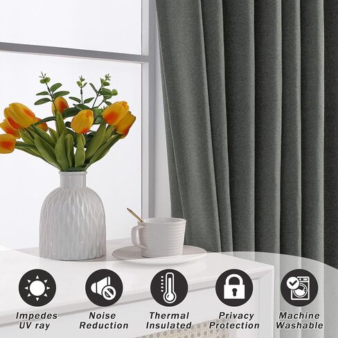 MUMFAS 120 Inch Curtain Extra Long Pinch Pleated Curtain for Traverse Rods Thermal Insulated Room Darkening Drape for Living Room,Patio Door Floor to Ceiling,1 Panel 54" W x 120" L Charcoal Grey in Kuwait