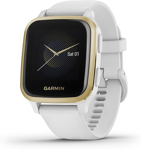 Garmin 010-02427-01 Venu Sq, GPS Smartwatch with Bright Touchscreen Display, Up to 6 Days of Battery Life, Light Gold and White in Kuwait