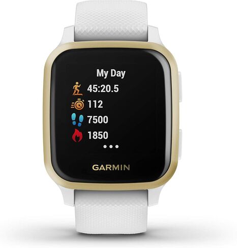 Garmin 010-02427-01 Venu Sq, GPS Smartwatch with Bright Touchscreen Display, Up to 6 Days of Battery Life, Light Gold and White in Kuwait