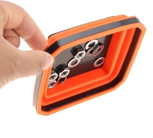 صينية مغناطيسية قابلة للطي، حامل صينية مغناطيسية من السيليكون، مجموعة صينية أجزاء مغناطيسية قابلة للطي للبراغي والمسامير والدبابيس للأدوات الصغيرة (برتقالي - قطعة واحدة) in Kuwait