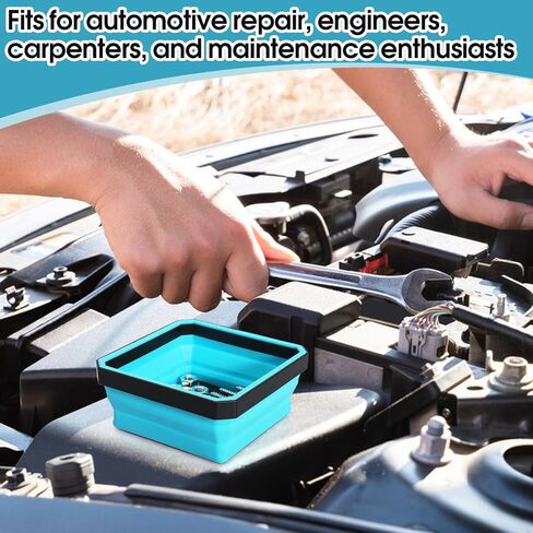 صينية مغناطيسية قابلة للطي، حامل صينية مغناطيسية من السيليكون، مجموعة صينية أجزاء مغناطيسية قابلة للطي للبراغي والمسامير والدبابيس للأدوات الصغيرة (برتقالي - قطعة واحدة) in Kuwait