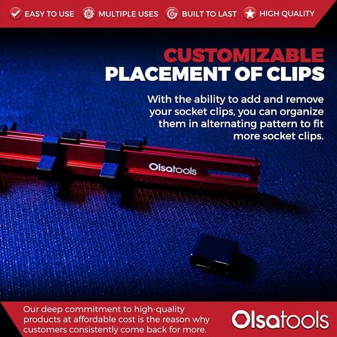 Olsa Tools Socket Organizer (1/2-Inch Drive, Black) - Socket Organizers for Mechanics - Socket Holder and Socket Rail - Holds 16 Chrome or Impact Sockets - Professional-Grade - Part: 1022 in Kuwait
