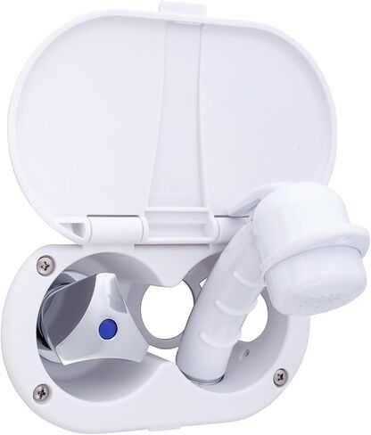 Ambassador Marine Trinidad- Transom Shower (Cold Only), Arctic White Cup & Lid, Small Arctic White Sprayer, 6' White Rubber Hose, Chrome Trinidad Handle - 136-0200-AW-W in Saudi Arabia