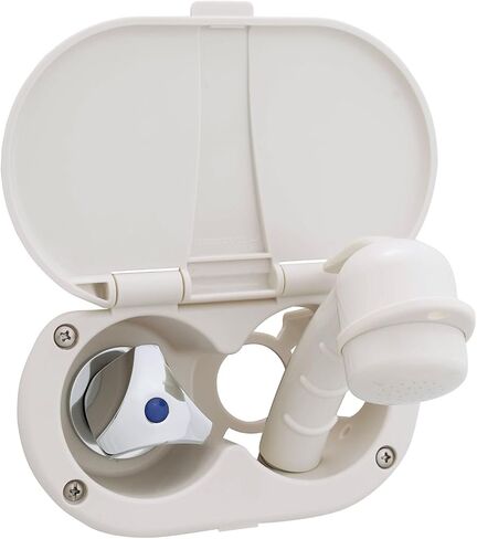 Ambassador Marine Trinidad- Transom Shower (Cold Only), Warm White Cup & Lid, Small Warm White Sprayer, 10' White Rubber Hose, Chrome Trinidad Handle - 136-0207-WH-W in Saudi Arabia