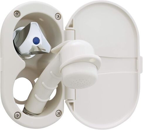 Ambassador Marine Trinidad- Transom Shower (Cold Only), Warm White Cup & Lid, Small Warm White Sprayer, 10' White Rubber Hose, Chrome Trinidad Handle - 136-0207-WH-W in Saudi Arabia