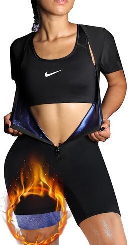 BODYSUNER Sauna Suit For Women Weight Loss Sweat Vest Waist Trainers Belly Fat Workout 3 in 1 Full Body Control in Saudi Arabia
