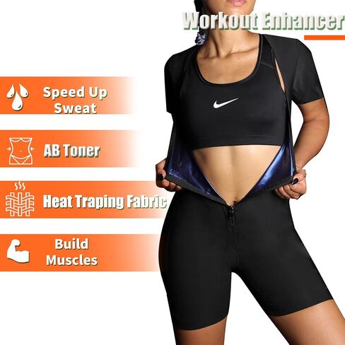 BODYSUNER Sauna Suit For Women Weight Loss Sweat Vest Waist Trainers Belly Fat Workout 3 in 1 Full Body Control in Saudi Arabia