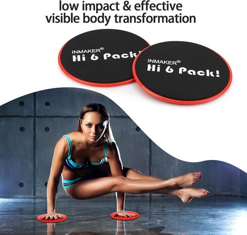 INMAKER Exercise Sliders Fitness, Dual Sided Strength Slides, Core Gliding Discs with Carry Bag, Manual and Ebook in Kuwait
