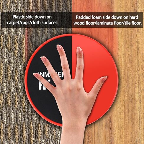 INMAKER Exercise Sliders Fitness, Dual Sided Strength Slides, Core Gliding Discs with Carry Bag, Manual and Ebook in Kuwait