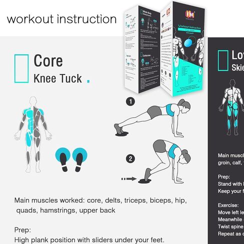 INMAKER Exercise Sliders Fitness, Dual Sided Strength Slides, Core Gliding Discs with Carry Bag, Manual and Ebook in Kuwait