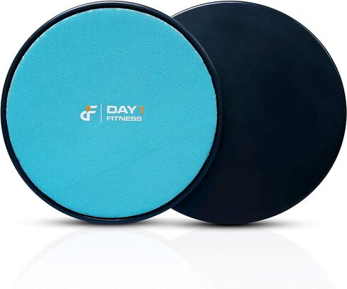 Core Sliders من Day 1 Fitness، مجموعة مكونة من قطعتين باللون الأسود/النعناعي، مزدوجة الجوانب للسجاد والأرضيات الصلبة - أقراص انزلاقية ممتازة ومتعددة الأغراض لتقوية عضلات البطن وأسفل الظهر - معدات البطن المحمولة in Kuwait