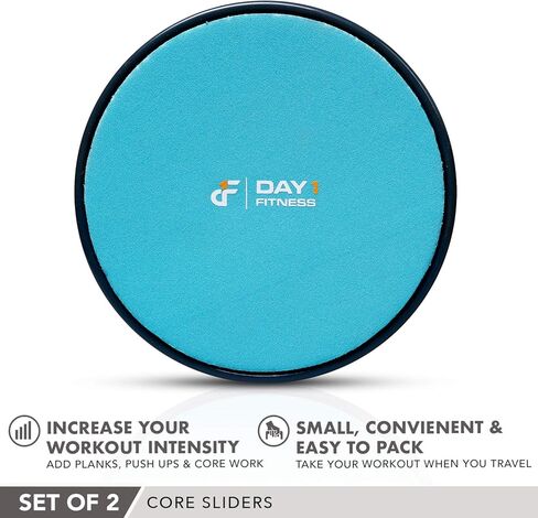 Core Sliders من Day 1 Fitness، مجموعة مكونة من قطعتين باللون الأسود/النعناعي، مزدوجة الجوانب للسجاد والأرضيات الصلبة - أقراص انزلاقية ممتازة ومتعددة الأغراض لتقوية عضلات البطن وأسفل الظهر - معدات البطن المحمولة in Kuwait