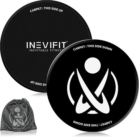 INEVIFIT Core Sliders with Carrying Case for Gym, Home and Travel Total Body Workouts. Dual Sided Gliding Discs allow for use on Carpet, Tile, Vinyl or Hardwood Floors. in Saudi Arabia