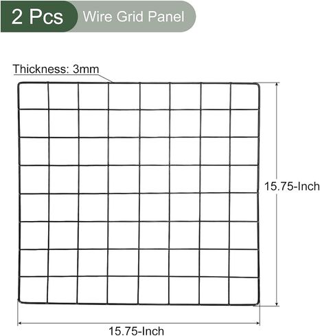 YOKIVE 2Pcs Iron Wire Grid Panel, Decorative Panels Board | Photo Pictures Display Holders Hanging Frame for Home Office (Black, 16"x16") in Saudi Arabia