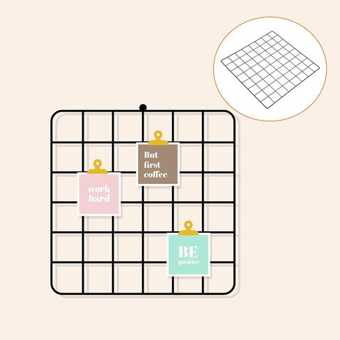 YOKIVE 2Pcs Iron Wire Grid Panel, Decorative Panels Board | Photo Pictures Display Holders Hanging Frame for Home Office (Black, 16"x16") in Saudi Arabia