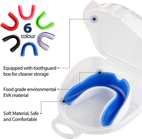 Vanmor 2 حزمة الشباب الفم الحرس الرياضة الفم للأطفال الأقواس الأسنان لكرة القدم كرة السلة الملاكمة MMA الهوكي لاكروس الرجبي التايكوندو، لسان حال قابل للتشكيل للبنين بنات (شفاف + أزرق) in Kuwait
