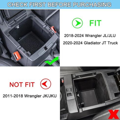 منظم وحدة التحكم المركزية PIMCAR متوافق مع Jeep Wrangler JL/JLU 2018-2023 2024 وJeep Gladiator JT Truck 2020-2024 ملحقات داخلية لتخزين مسند الذراع (ليس لـ JK/JKU) in Saudi Arabia