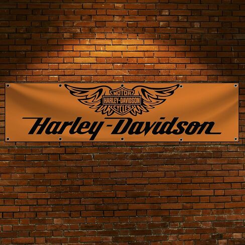 Flag Compatible with Harley Banner 2x8 ft Davidson flag Motorcycle Show Man Cave Flag Garage Wall Decor Motorcycle Large Sign Legendary Garden Outdoor Indoor Banner in Saudi Arabia